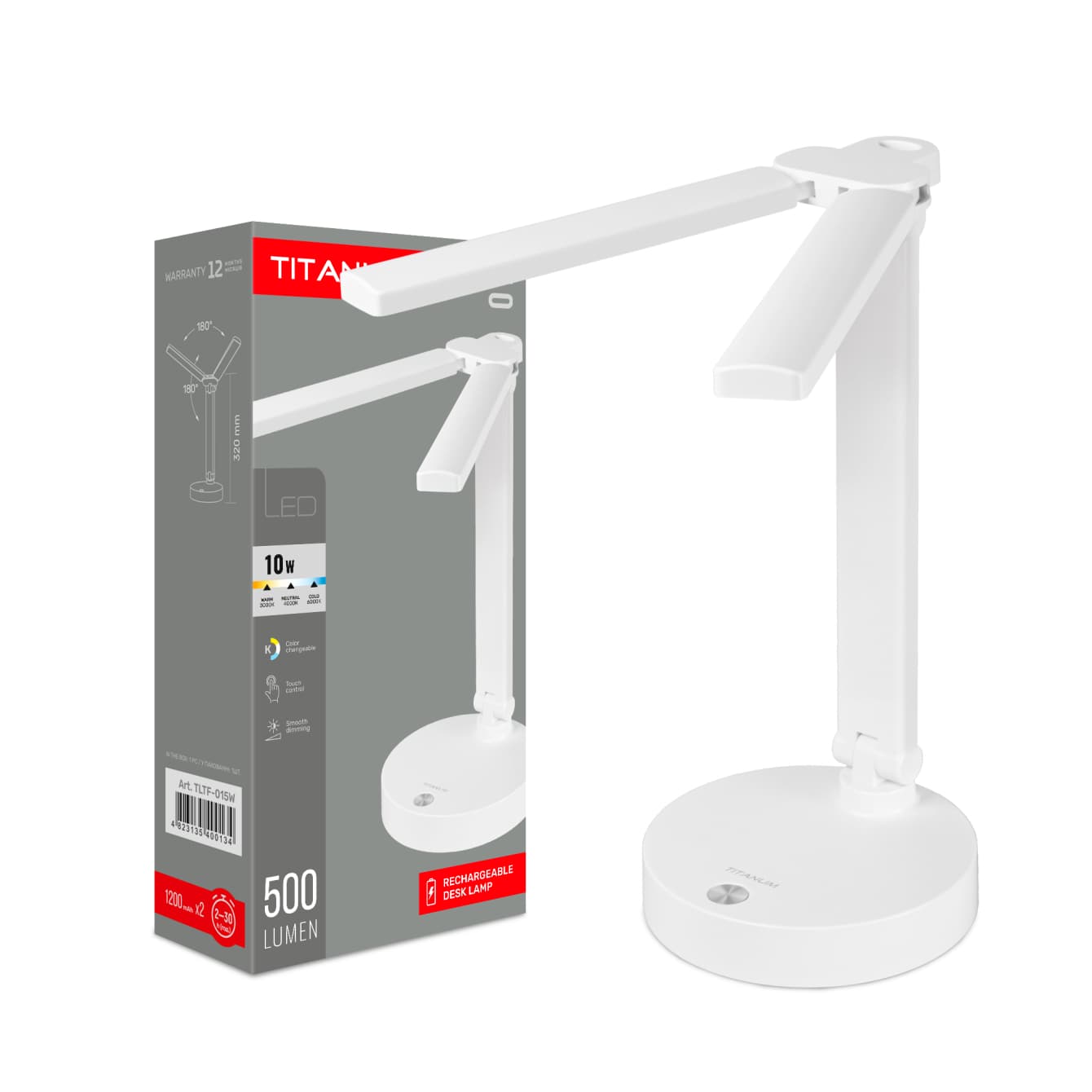 Лампа наст. LED Titanum акум. TLTF-015W 10W 3000-6000K(40)