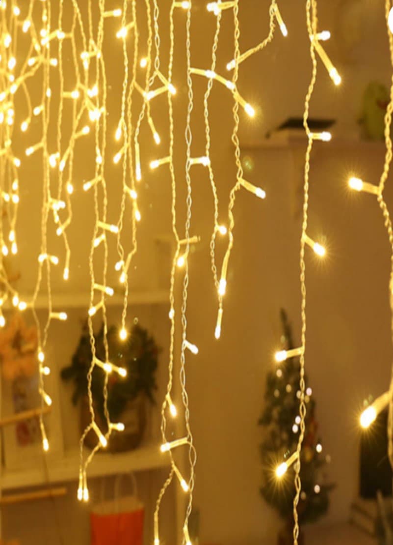 Гирлянда-бахрома электрич. 80LED белый тёплый,прозрач. провод L-2м H-0,5м №1502-07(100)