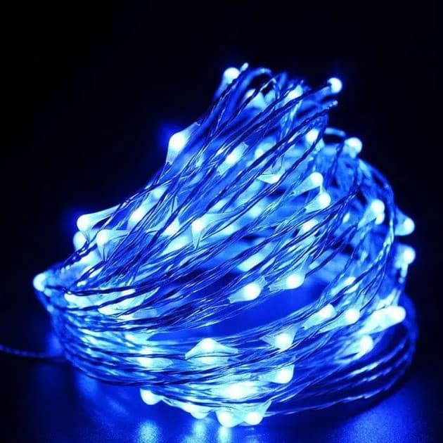 Гирлянда электрич. Роса 200LED USB сине-белый L-20м,реле 8режимов №1902-23(50)