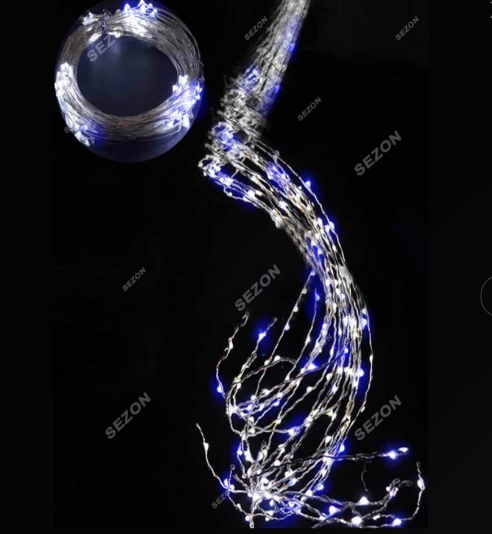 Гирлянда-пучок электрич. Роса 200LED USB 10 линий по 2м сине- белый №1920-23(1)