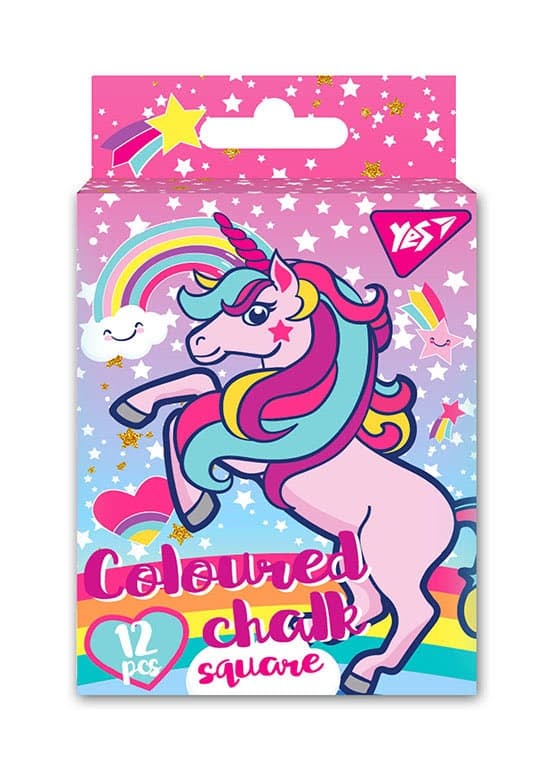 Крейда кольорова Yes 12 шт квадратна Unicorn (88) 400394