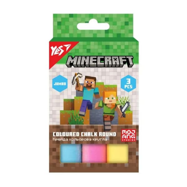 Мел цветн. "Yes" №400552 3шт Jumbo Minecraft(12)(120)
