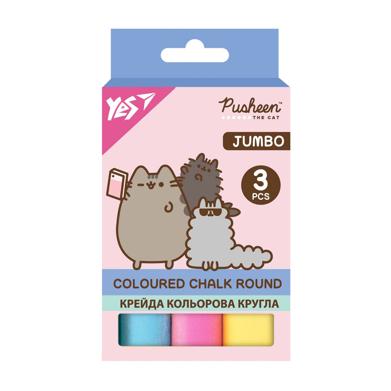 Мел цветн. "Yes" №400553 3шт Jumbo Pusheen(12)(120)
