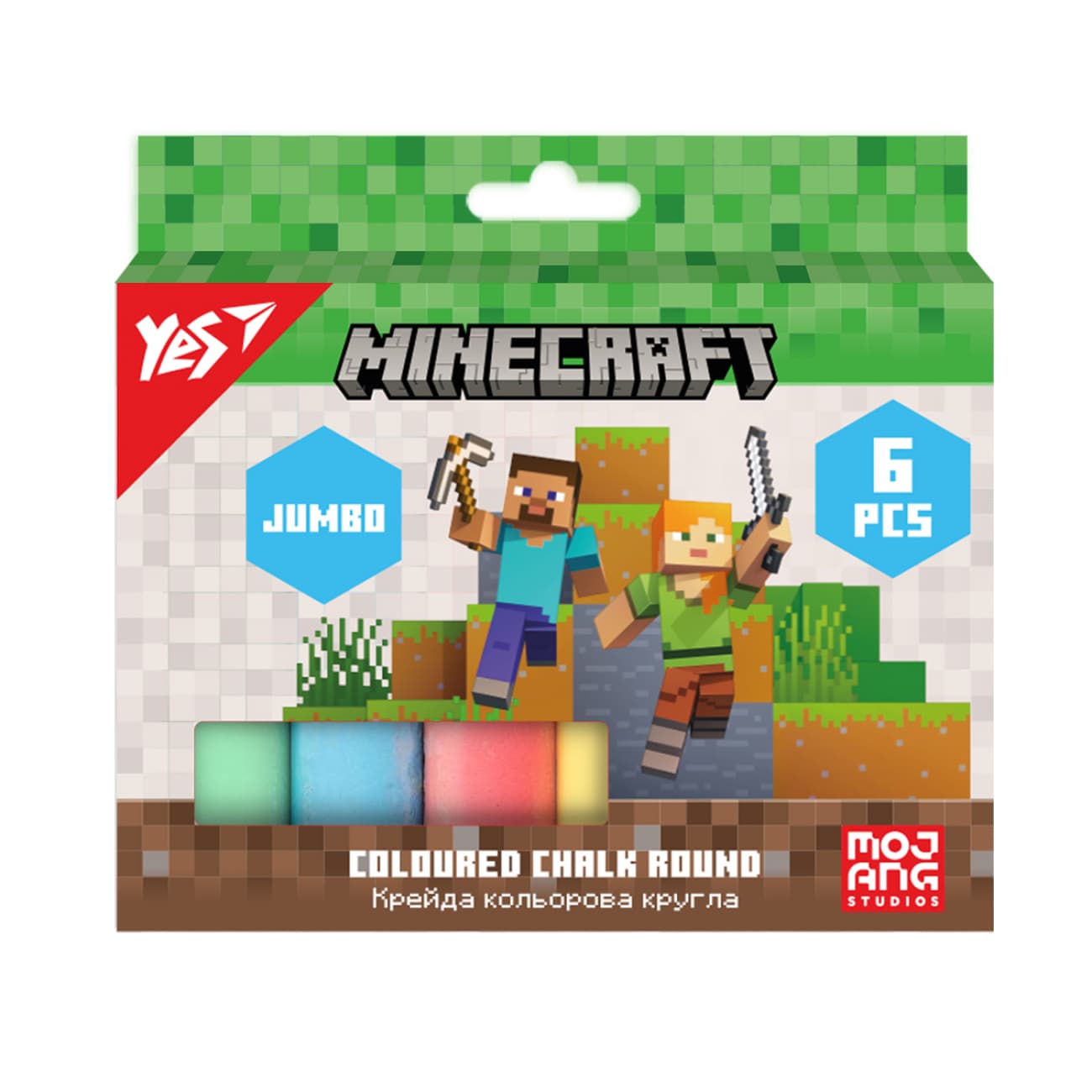 Мел цветн. "Yes" №400558 6шт Jumbo Minecraft