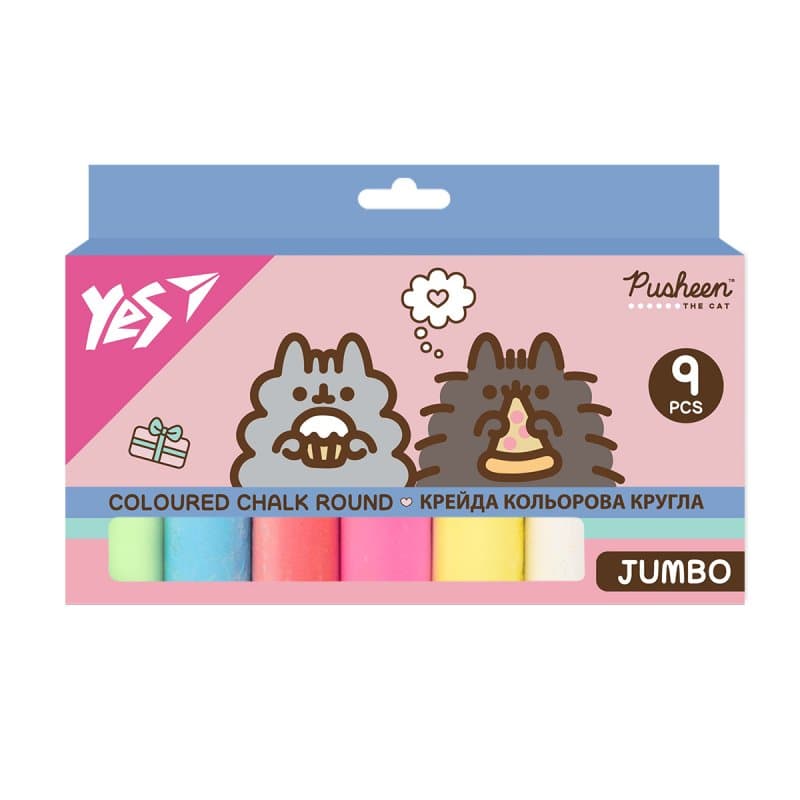Мел цветн. "Yes" №400562 9шт Jumbo Pusheen