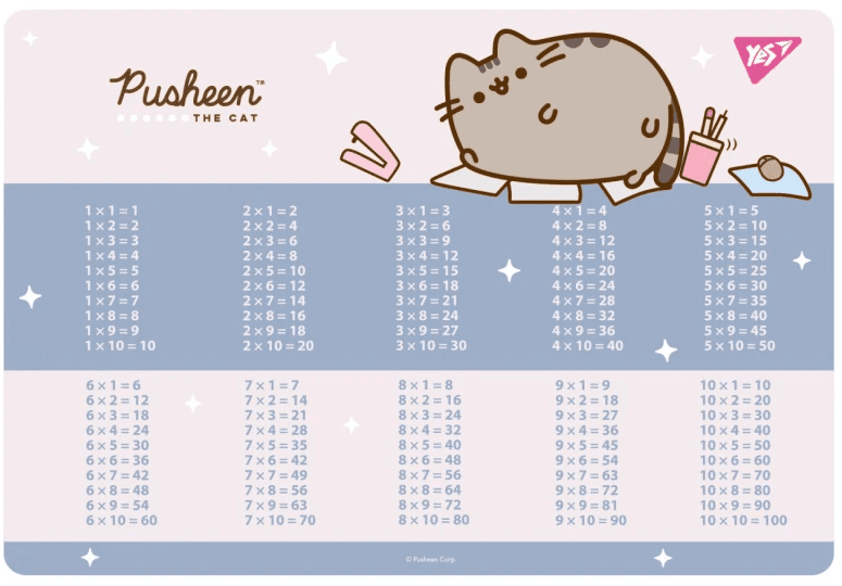 Подкладка для стола "Yes" №492323 Pusheen табл.умнож.,розовая(10)