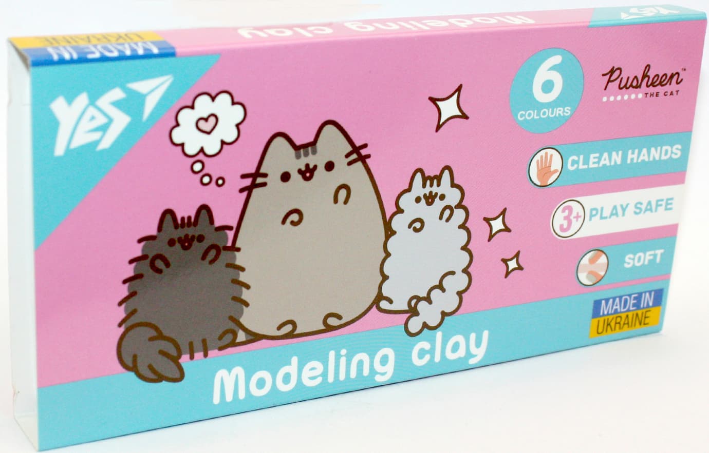 Пластилін "Yes" Pusheen 6 кольор. 120гр №540651(40)