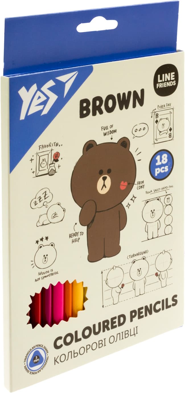 Олівці кольор. 18 кольор. "Yes" №290712 Line Friends(8)(160)