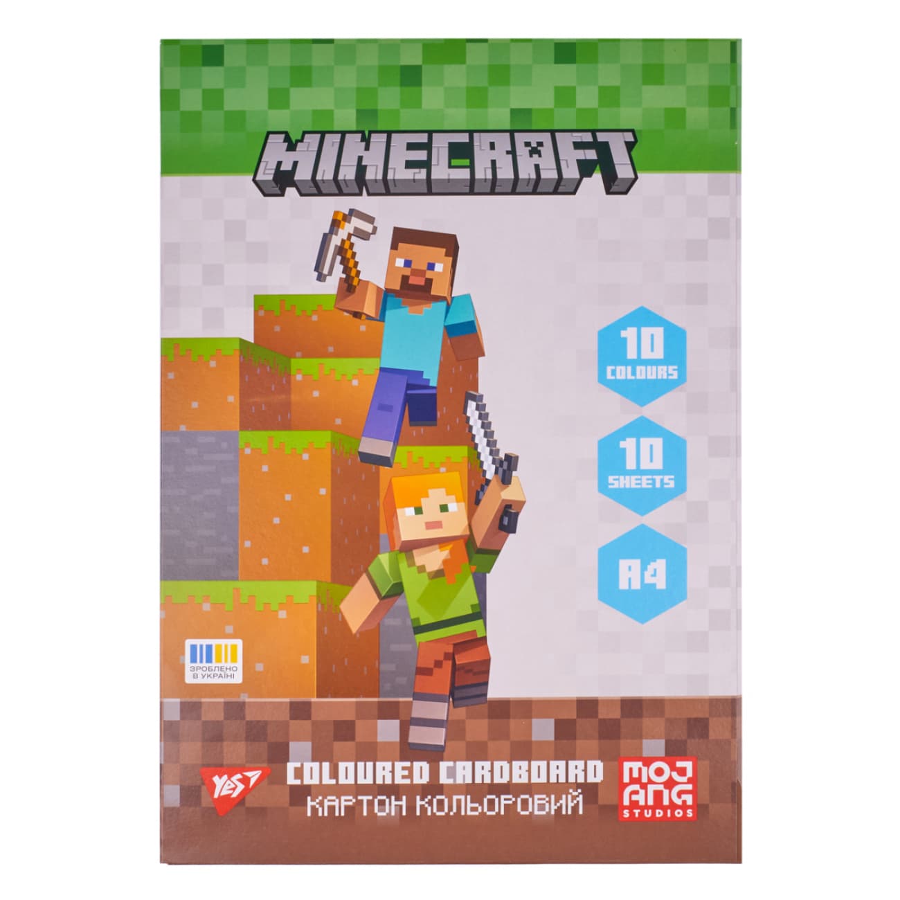 Картон цветн. А4 одностор.10л./10цветн. Minecraft №955455/Yes/(25)