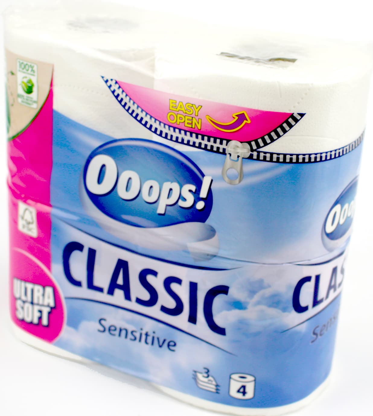 Туалетний папір "Ooops" Classic Сенсетів 3шар. 140 відривів (4шт)(16)