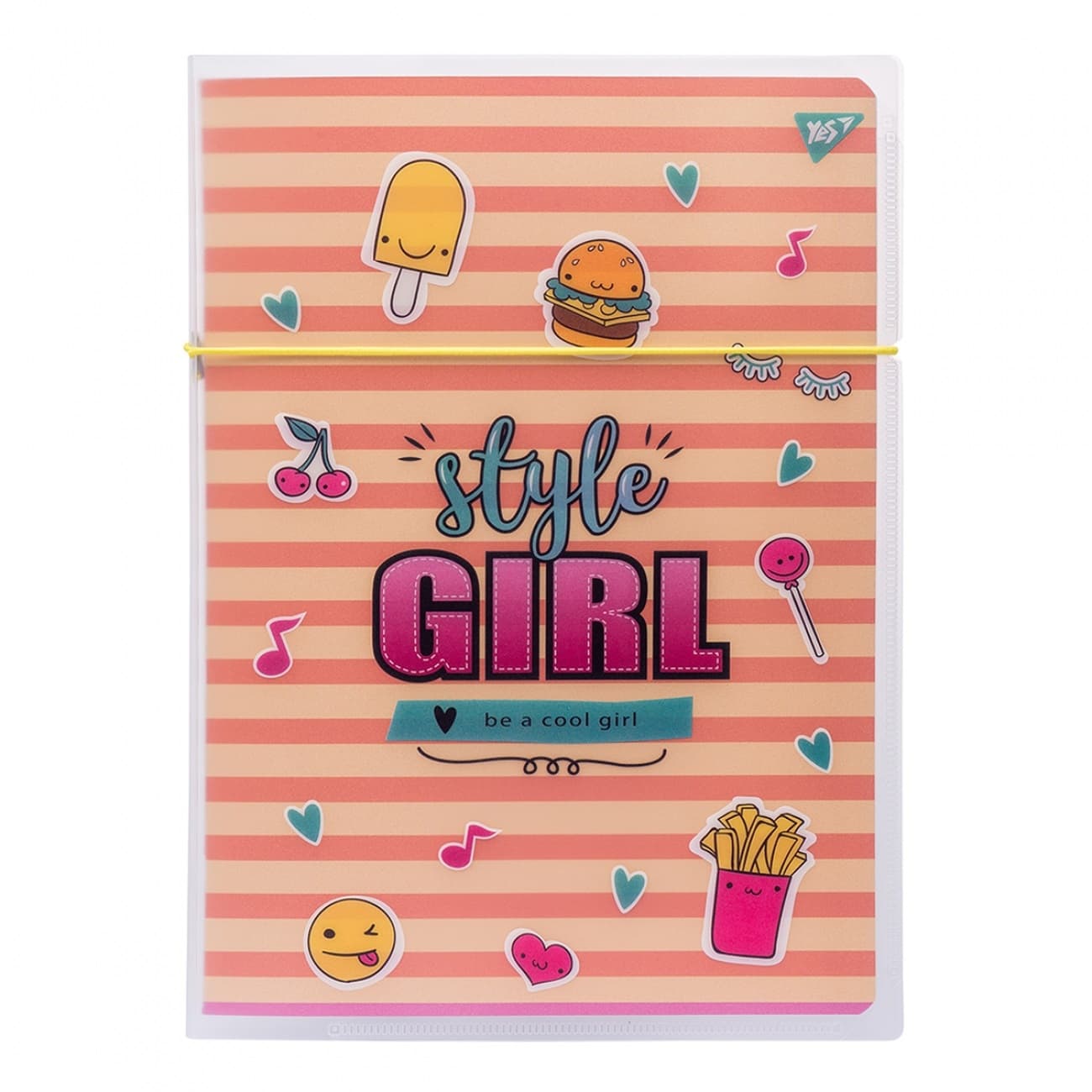 Тетрадь A4 48 листов клетка в пластиковой папке Yes Style girl orange (1) 764428 