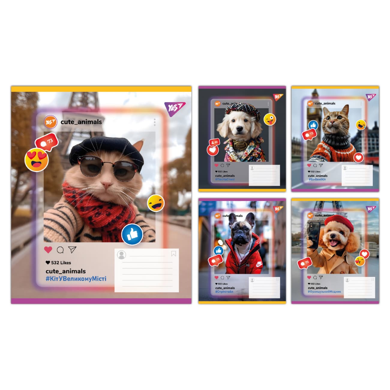 Зошит 18арк. лін. YES Cute animals №767728(25)(400)