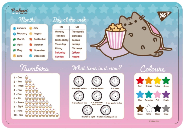 Подкладка для стола "Yes" №492260 Pusheen. Popcorn Английский(10)(200)
