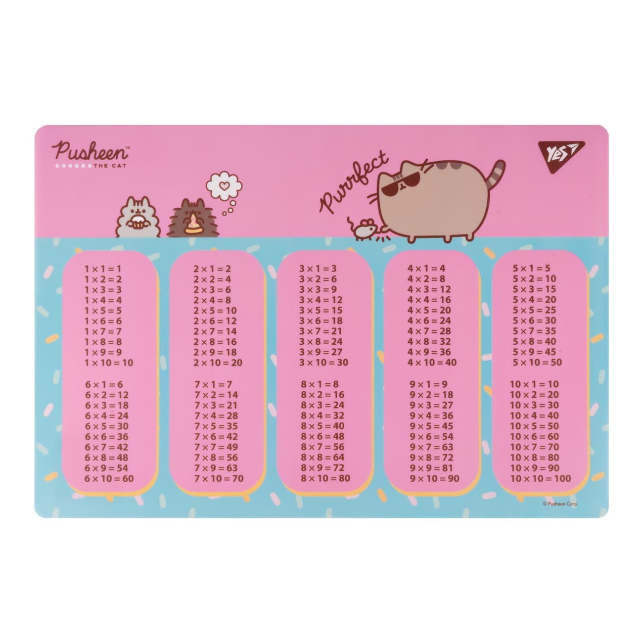 Подкладка для стола "Yes" №492256 Pusheen. Purrfect Таблица умножения(10)(200)