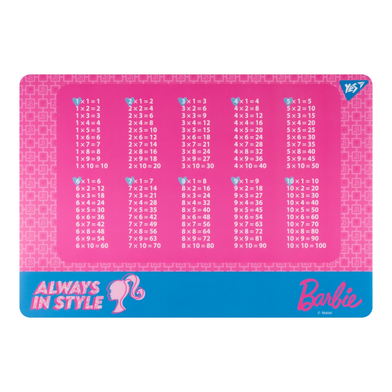 Подкладка для стола "Yes" №492257 Barbie розовый Таблица умножения(10)(200)