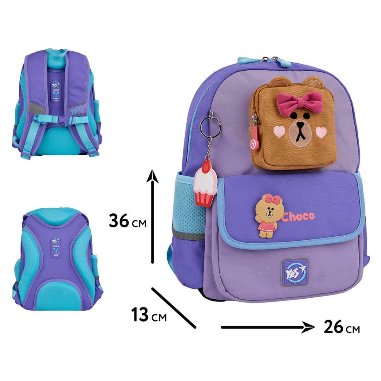 Рюкзак "Yes" S-104 Р-25 Line Friends Pretty Choco 1отд.,4карм. №559836