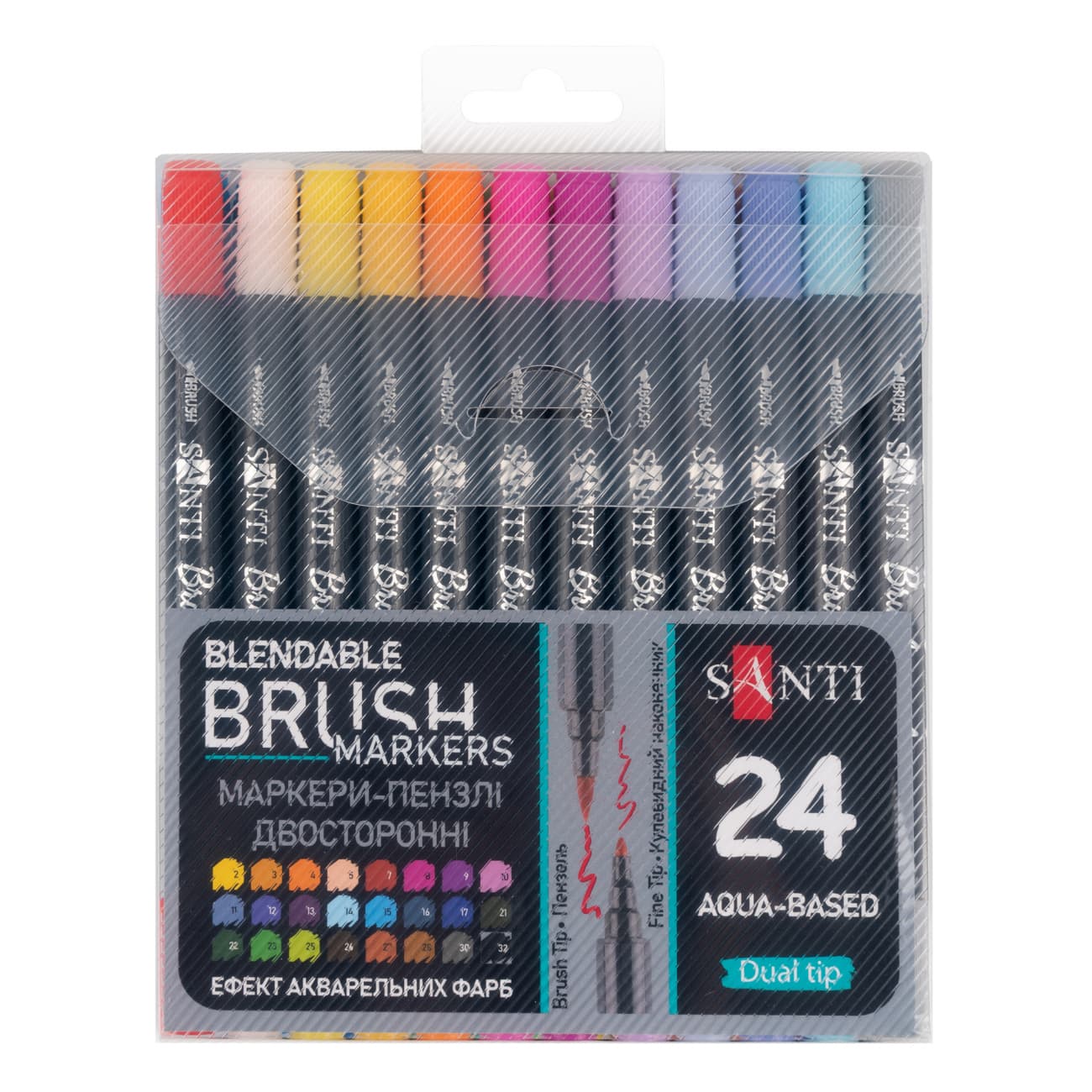 Набір маркерів двостор."Santi" (24кол) Brush Marker №391056 акварельні (12)(72)