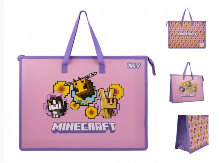 Папка-портфель "Yes" №492358 А3 "Minecraft. Bees" на блиск.,з ручками(12)(48)
