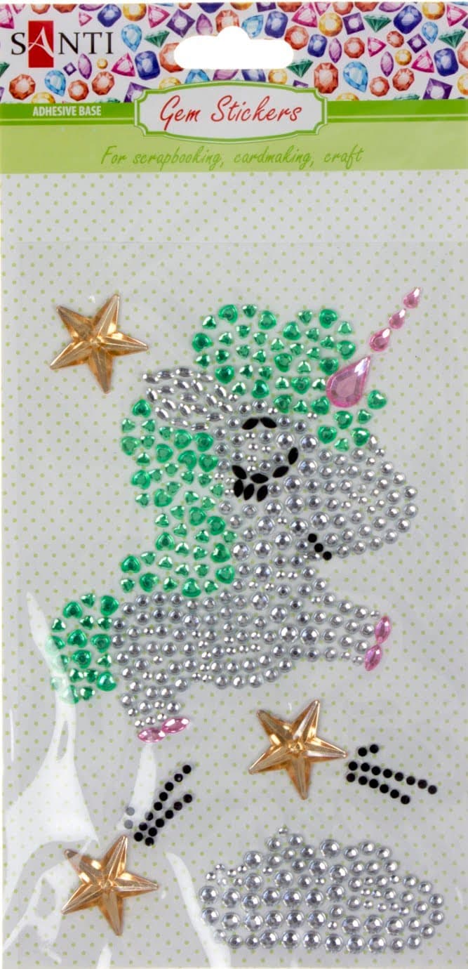 Набор аппликаций из кристаллов самоклеющихся Santi Unicorn 9,5х15 см (10) 742537