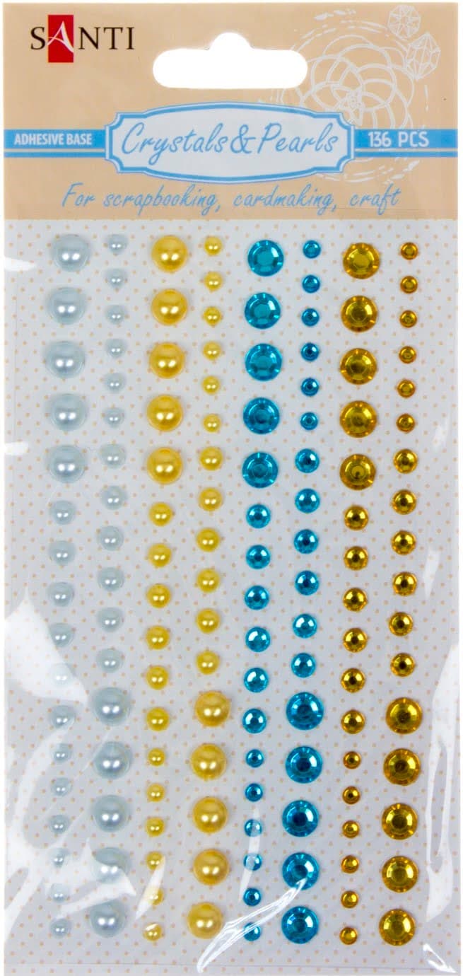 Набор страз и жемчужин клеевих Santi Gold and blue 136 шт 742523