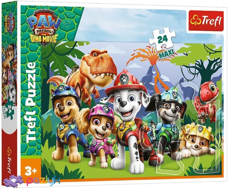 Пазли Trefl 24ел. Maxi PAW PATROL Доісторична дружба.THE DINO MOVIE №14382