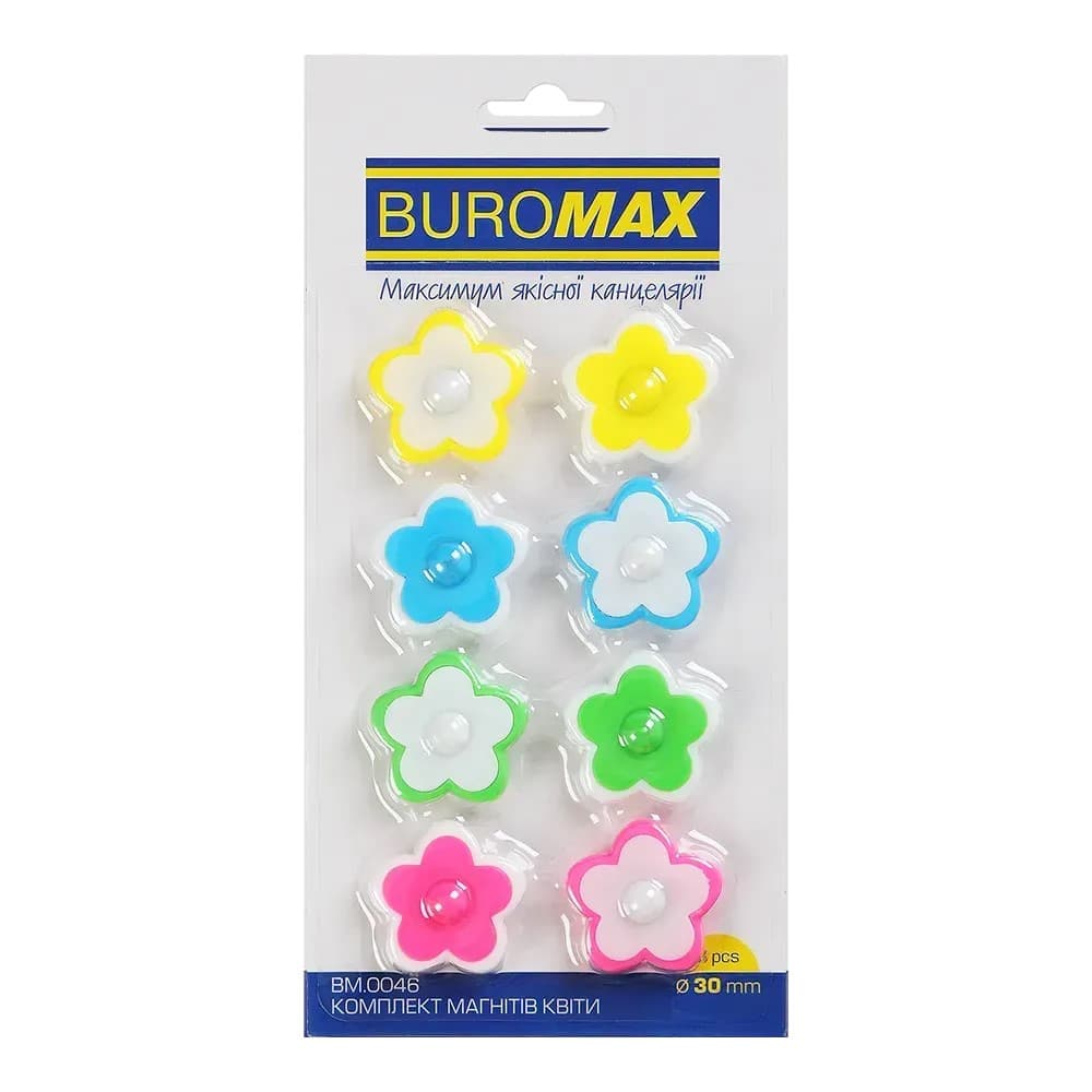 Магниты "Buromax" №BM.0046 FLOWERS 8штх30мм