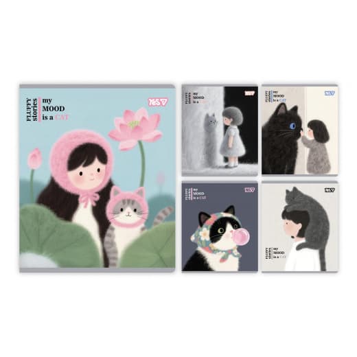 Тетрадь А5 YES 12л. клет.  гибрид+УФ My mood is a cat №768604(10)(250)