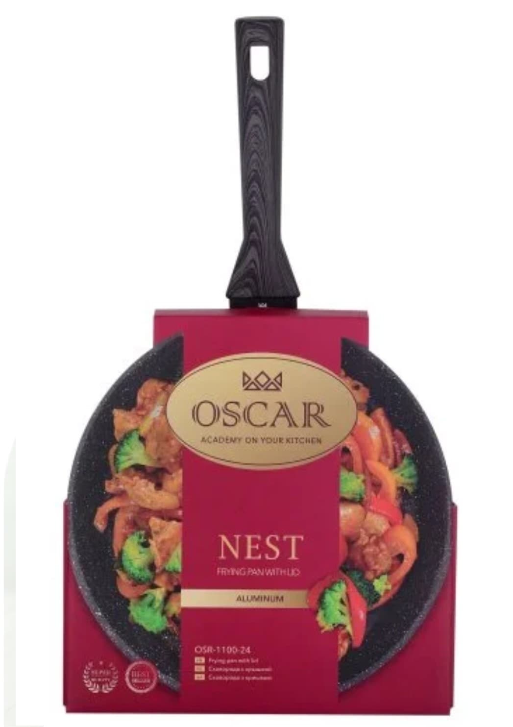 Сковорода алюм. антиприг. покрытие "Oscar Nest" 28см с крышкой №OSR-1100-28