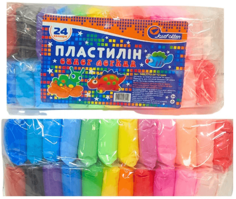Пластилін суперлегкий 24кольор. зі стеками №34SL7720-24(96)