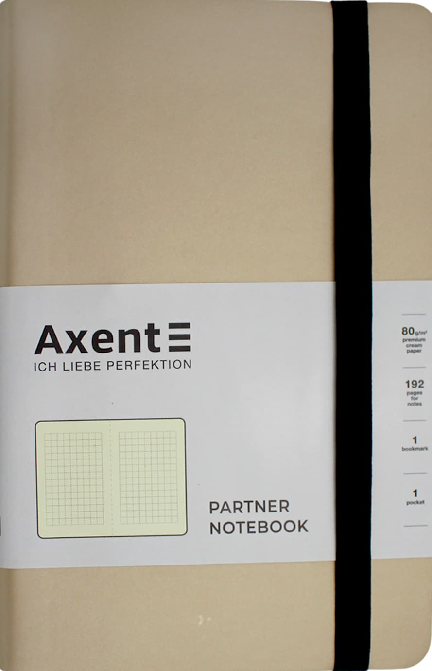 Блокнот B6 картонна обкладинка 96 аркушів клітинка Axent Partner Soft золотий 8206-35