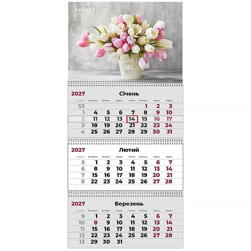Календар кварт. настін. "Axent" "Magic Flowers 2" 2027,3 пружини №8803-27-26-А(20)