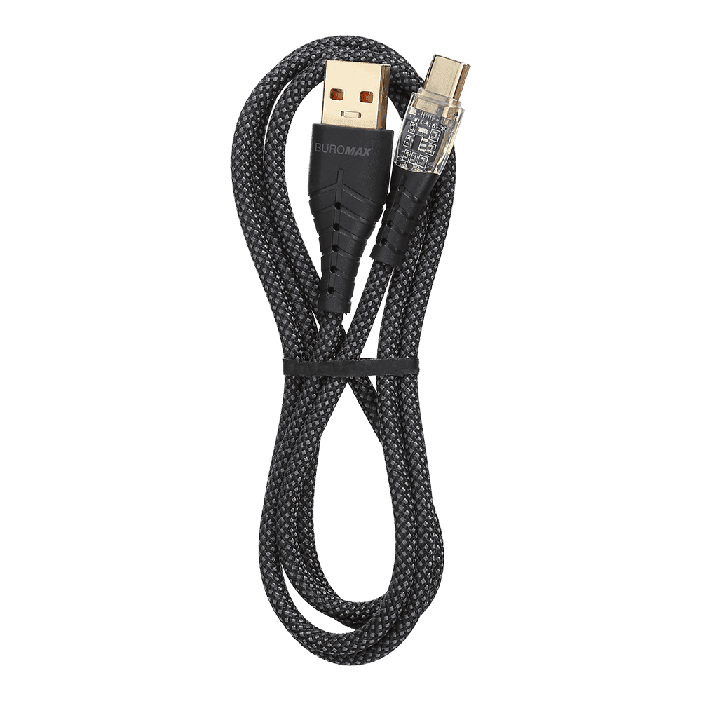 Кабель USB > Type C Buromax 65W 1м чорний,з підсвіткою №BM.0607-01