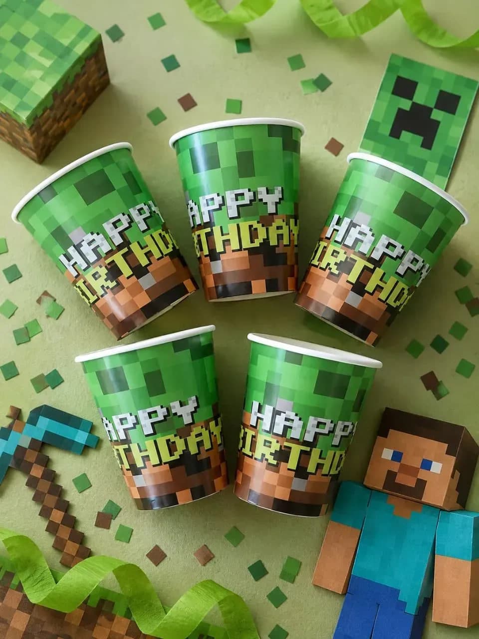 Стакан паперовий "Happy Birthday Minecraft" №17072