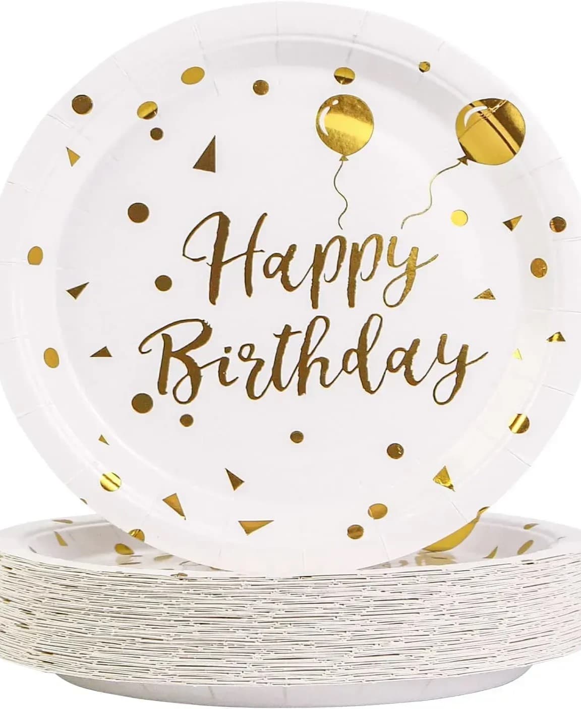 Тарілка паперова Happy Birthday золоті кульки №16427(10)