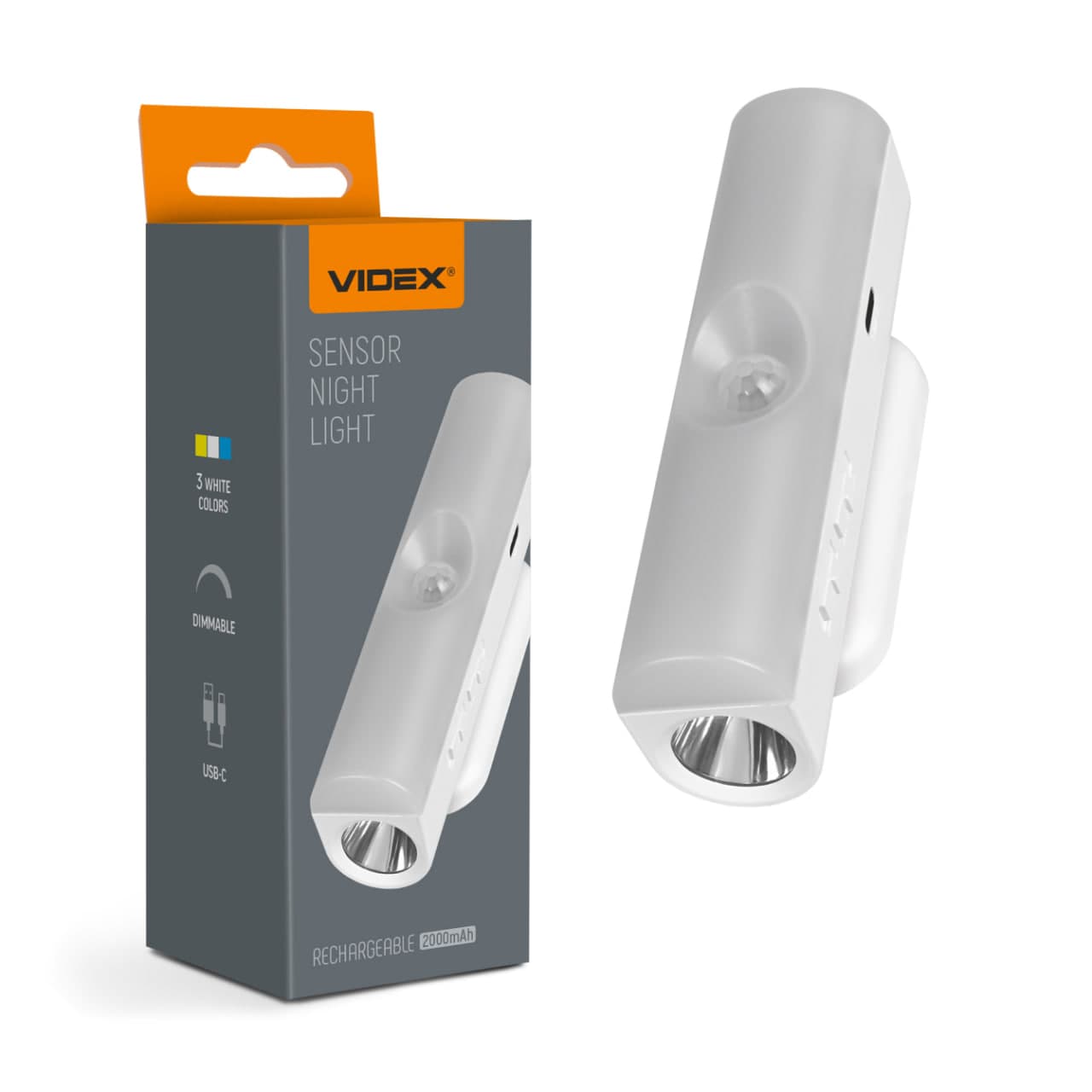 Світильник LED Videx 110+50Lm 3000K-6500K акумуляторний з датчиком руху №VL-NL108W