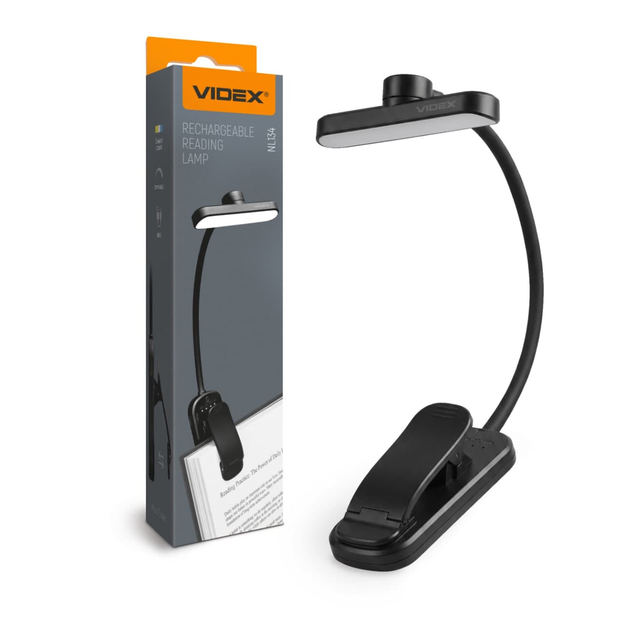 Світильник LED Videx 110+50Lm 3000K-6500K акумуляторний для читання,black №VL-NL134B