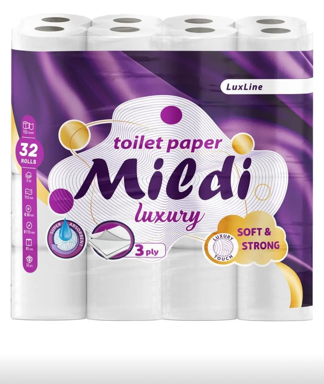 Туалетний папір "MILDI LUXURY" 3шар 32 шт