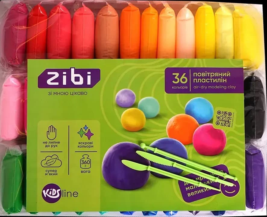 Набор для лепки "Zibi" Kids с воздушным пластилином 36цветн. №ZB.6298