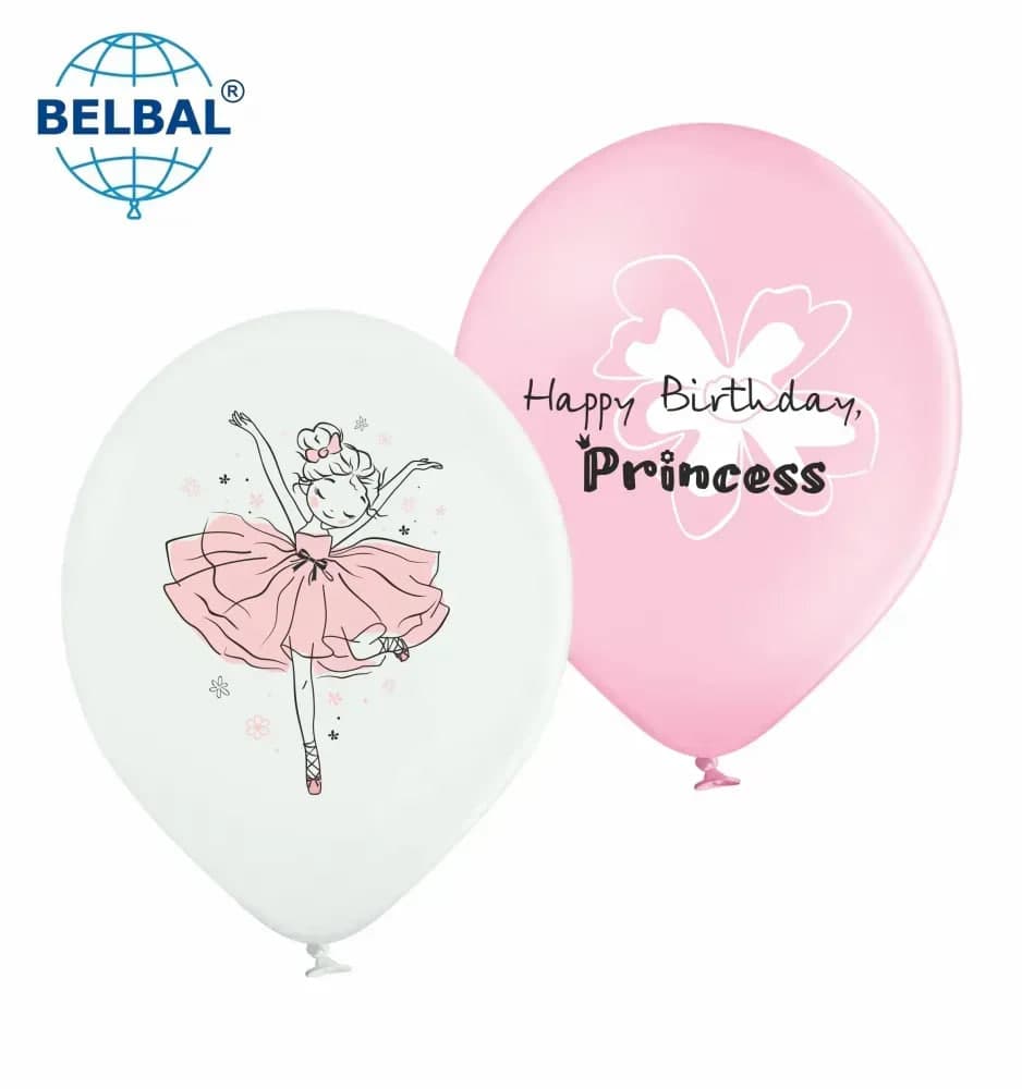Кулька повітр. латексна 12"/30см "Happy Birthday Princess" /BelBal/(25)