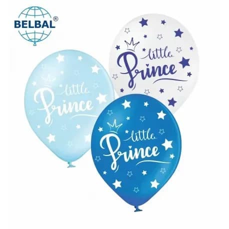 Кулька повітр. латексна 12"/30см "Little Prince. Корони, зірки"/BelBal/(25)