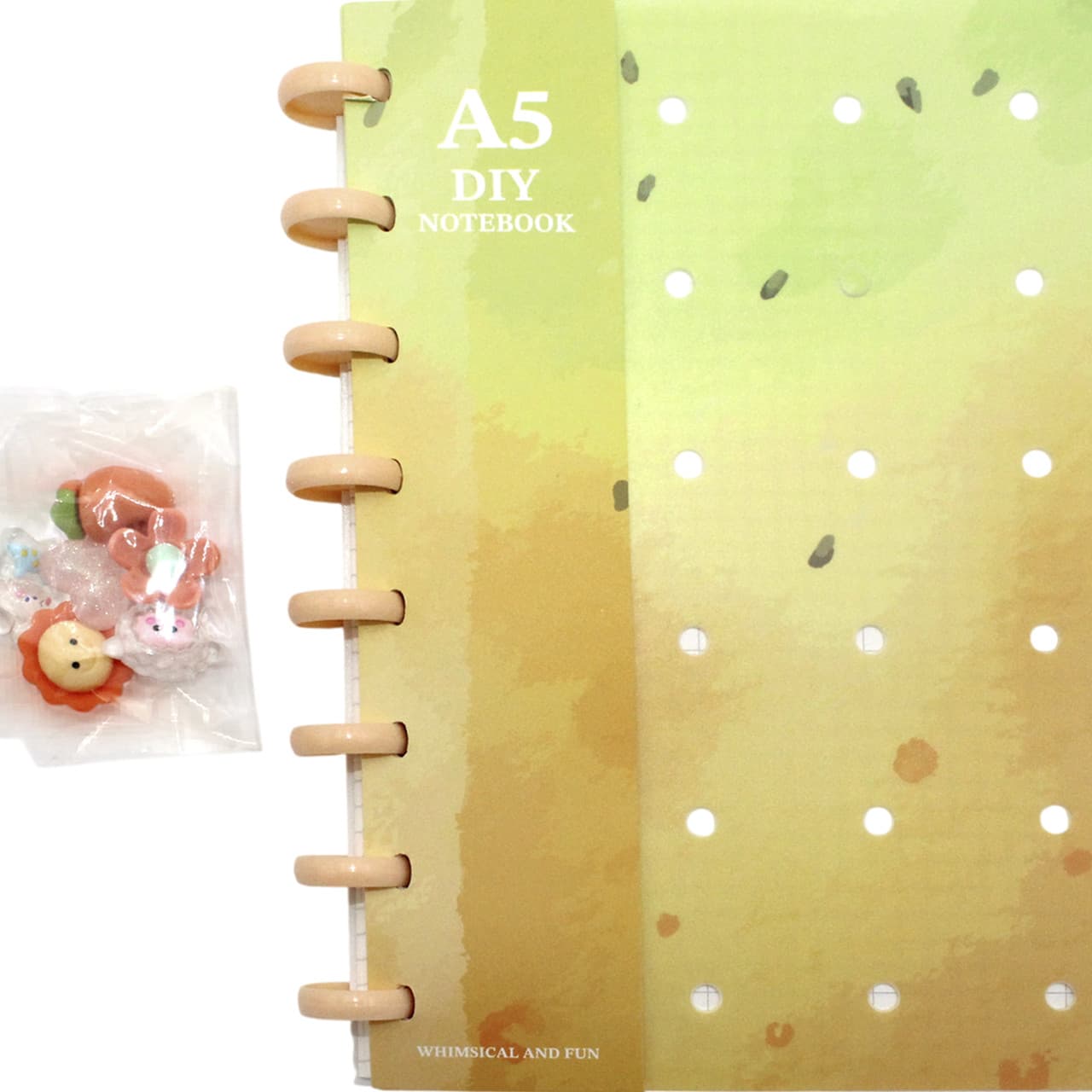 Блокнот пруж. А5 80арк. кліт. пласт. обкл. жовтитй "Diy Fun" 6аксес. №ZB.12201.3/Zibi/