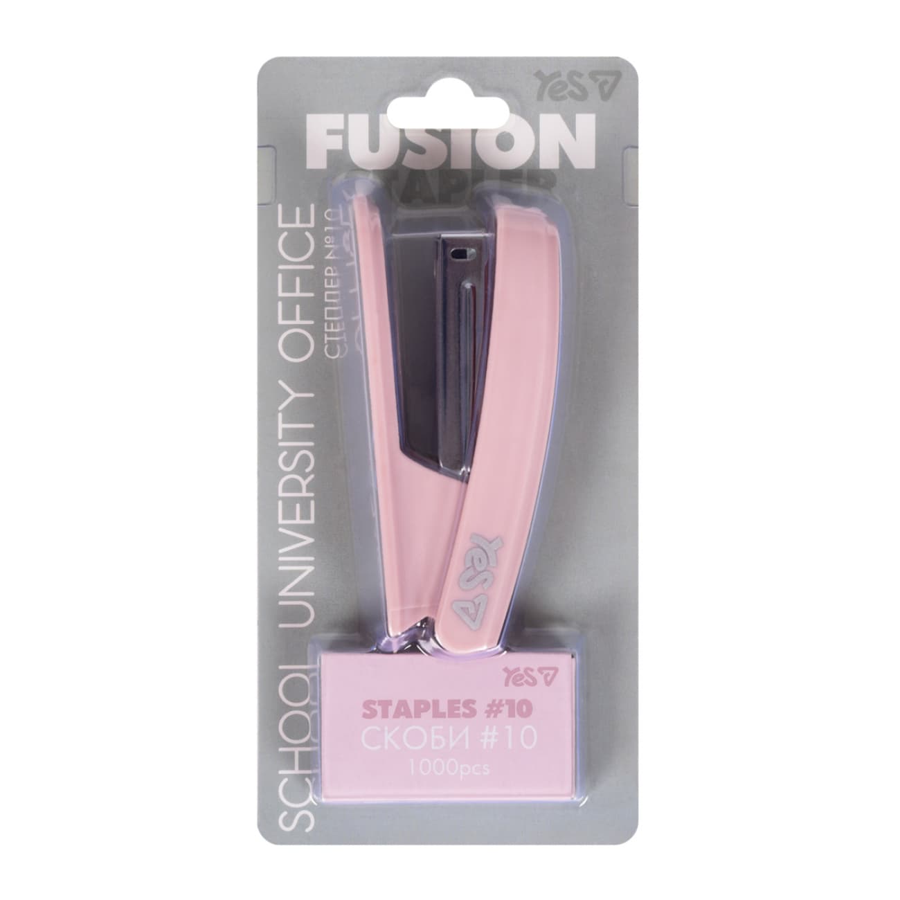 Степлер "Yes" №10 15арк+1000 скоб №708821 Fusion pink