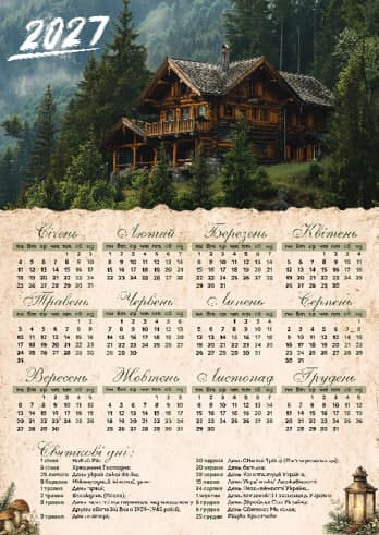 Календар А3 верт "Будинок в лісі" 2027
