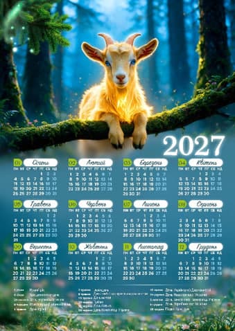 Календар А3 верт "Коза" 2027