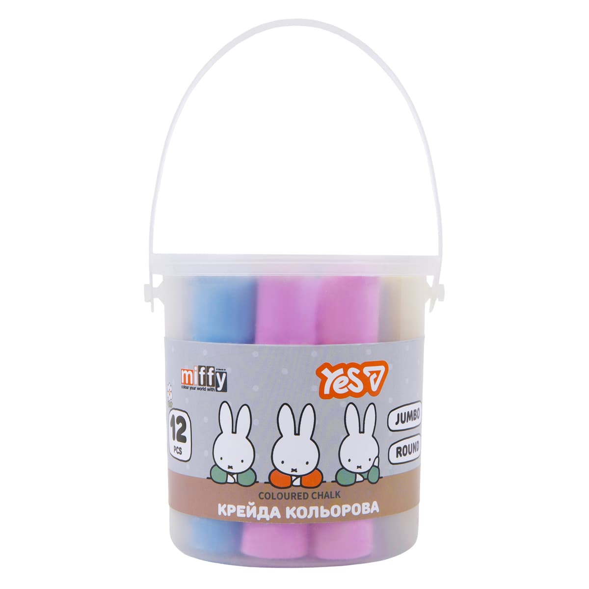Крейда кольор. "Yes" №400566 12шт Jumbo Miffy у відрі