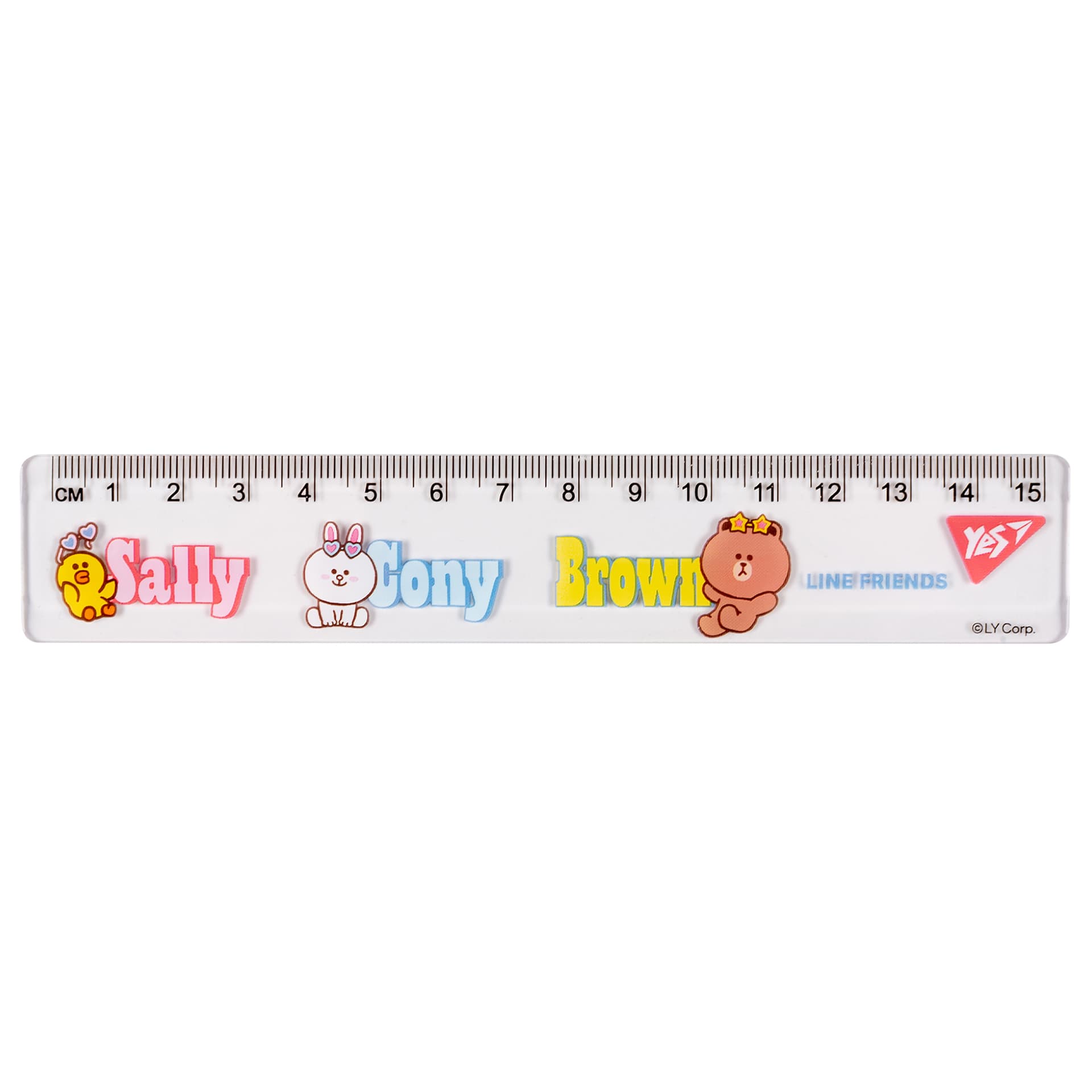 Линейка пласт. 15см "Yes" Line Friends прозрач. №370657(20)(100)