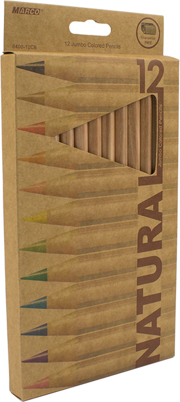 Олівці кольорові Marco Natural 12 кольорів Jumbo з точилкою (12) (72) 6400-12CB