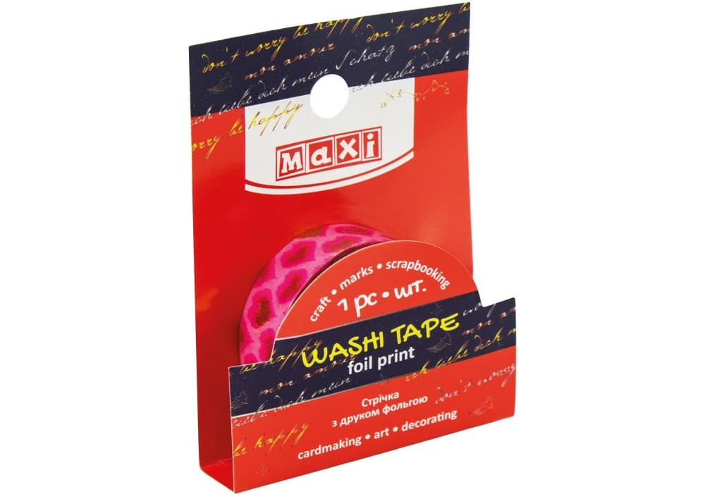 Лента декоративная Maxi с принтом фольгой 15мм х 3м (20) №MX62067