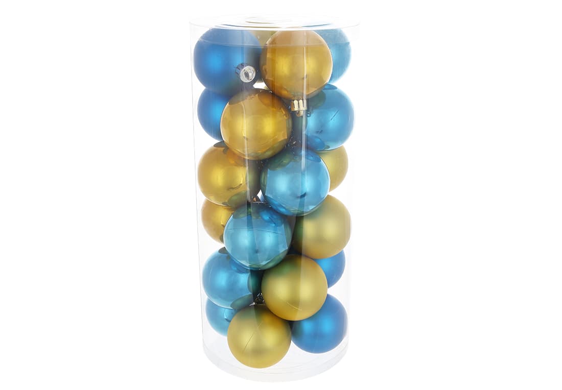 Набір куль пласт. в колбі 6см 24шт сині з золотими №47-050/Bonadi/(24)