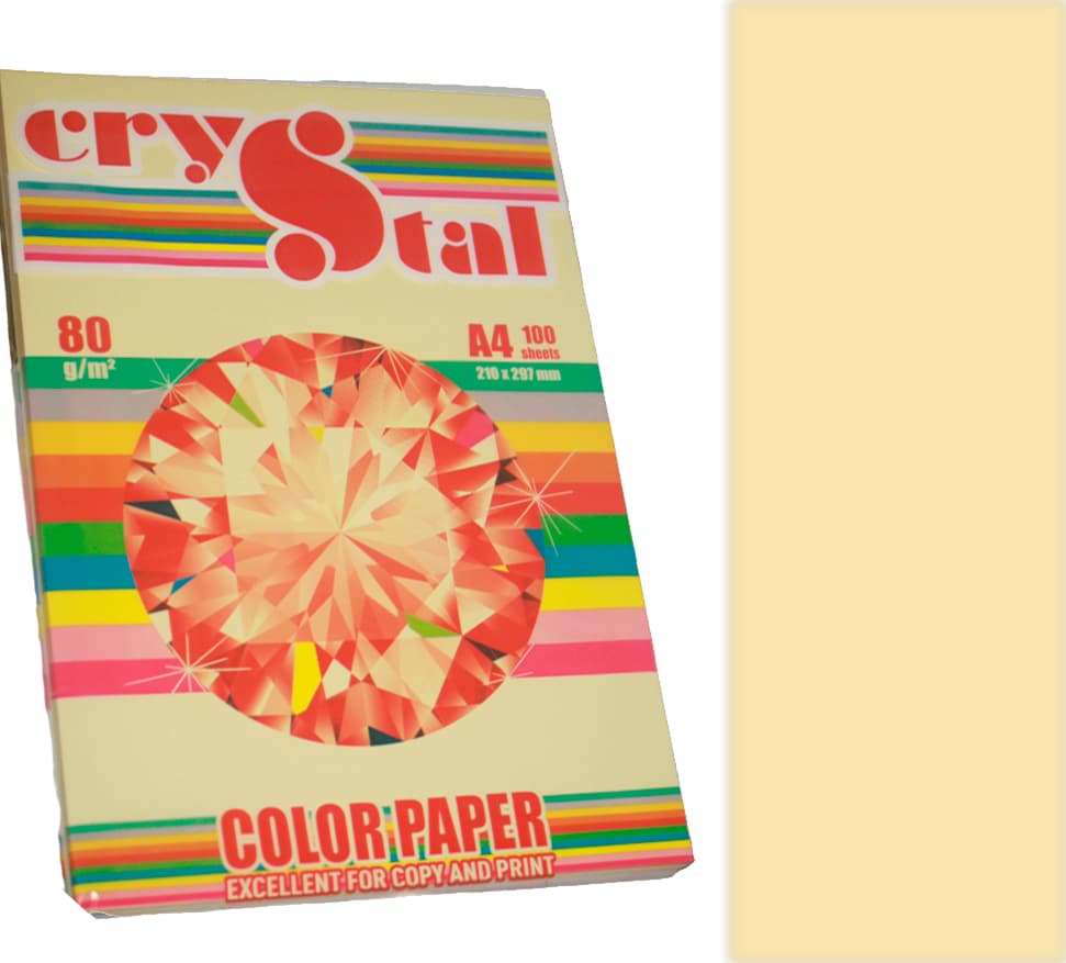 Папір кольор. А4 80г/м паст. Crystal Сolor Cream 110 (кремовий)(100)